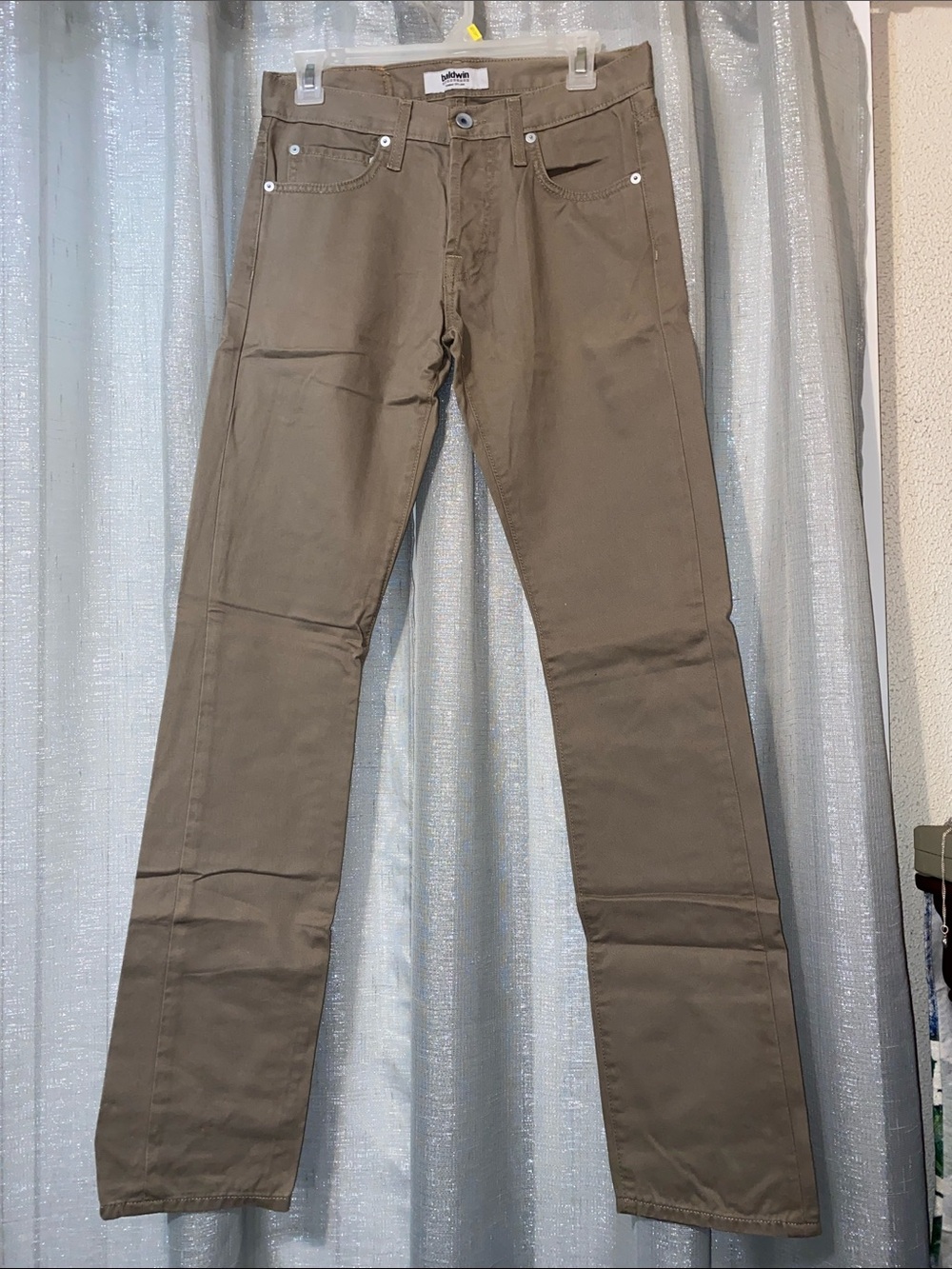 baldwin Men's Slim Straight Jeans in Taupe Brown